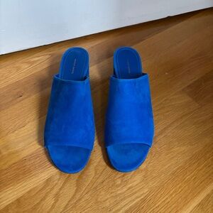 Mansur Gavriel Blue Suede Mules